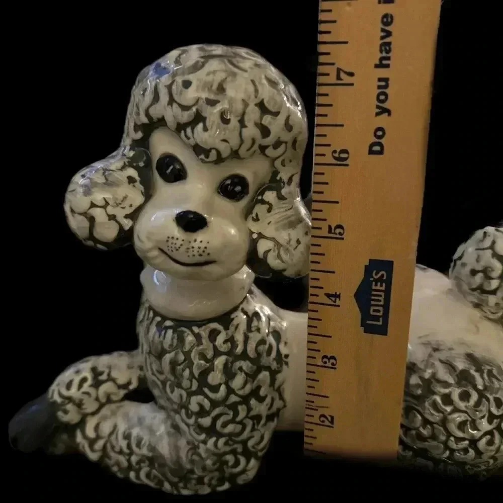 Vintage Mid Century Modern Ceramic French Poodle Hand painted Figurine 11.5x7.5”